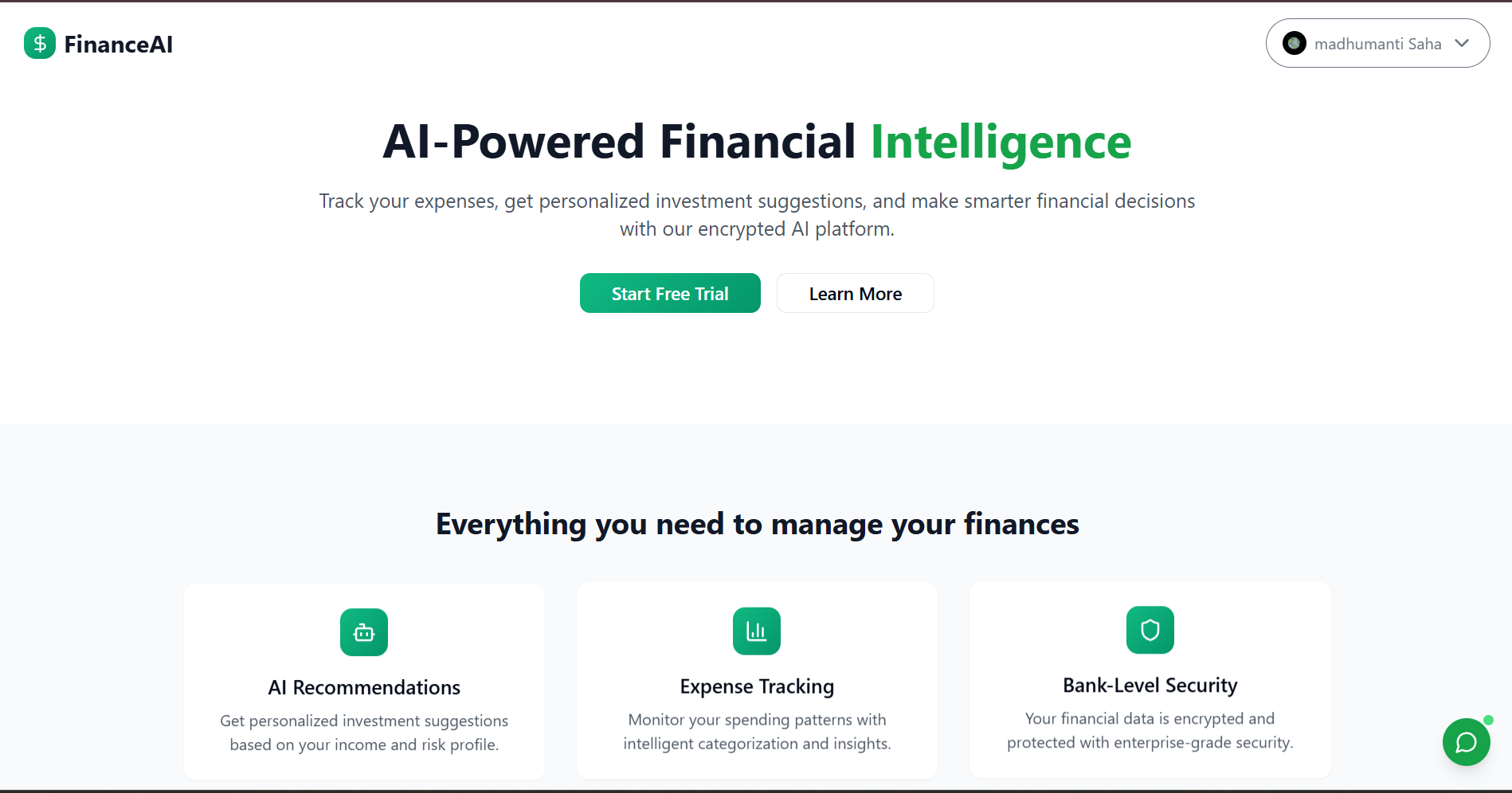 FinanceAI Home